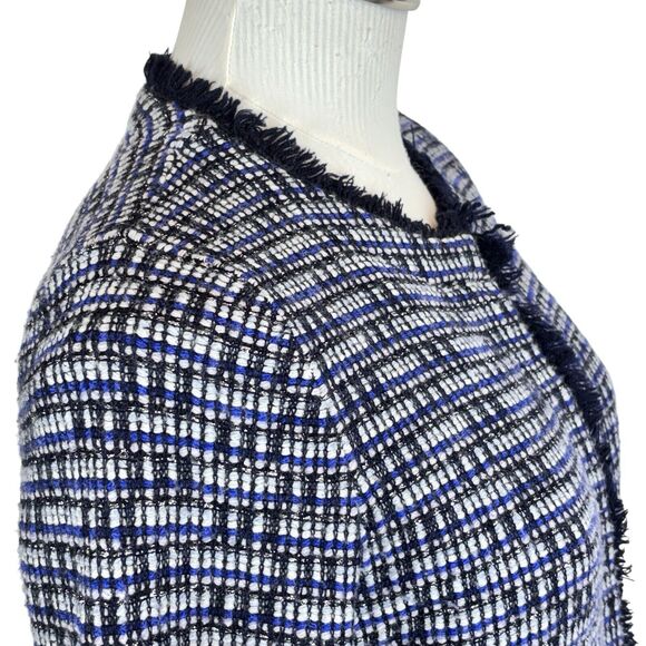 J Crew Knit Tweed Cardigan Blazer Jacket Sz S Lined Fringe Detail Hook Eye Close - Picture 5 of 15